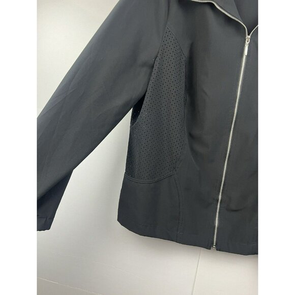 Chico's Weekends Jacket Large Solid Black Lightweight Vented Full Zip Pockets - Picture 5 of 10